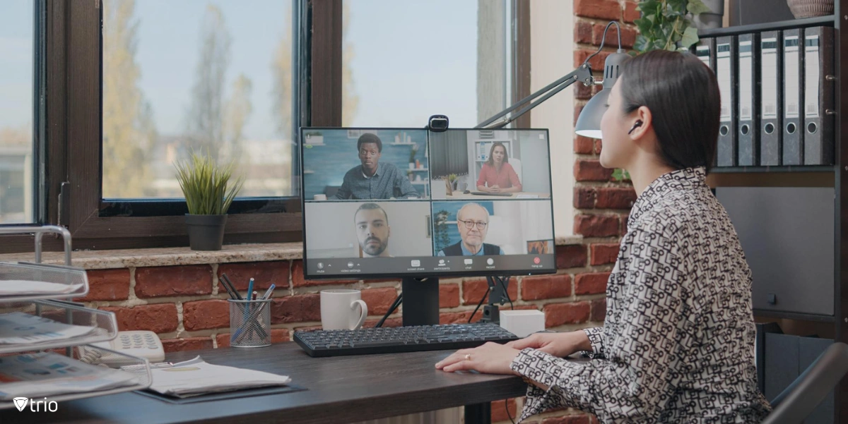 Woman in an online remote meeting