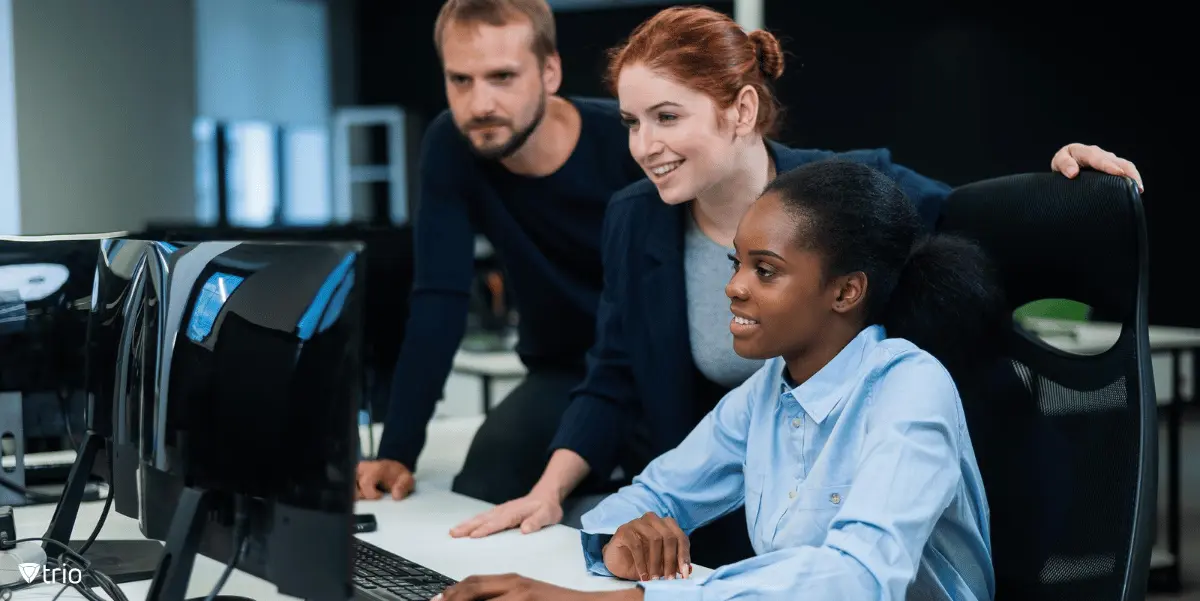 Teacher using Apple laptop for education