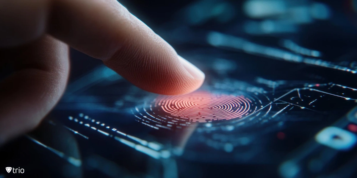 Close-up of a finger during biometric authentication