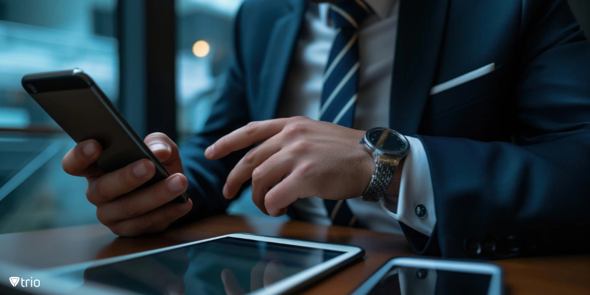 IT manager testing application deployment with a mobile device management solution on different smartphones