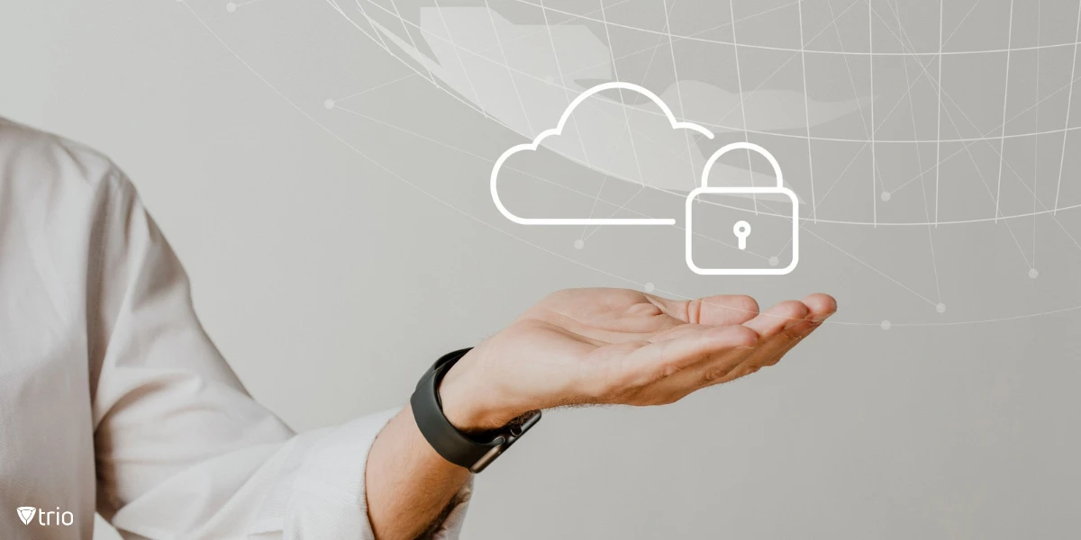 Hand holding cloud system with data protection