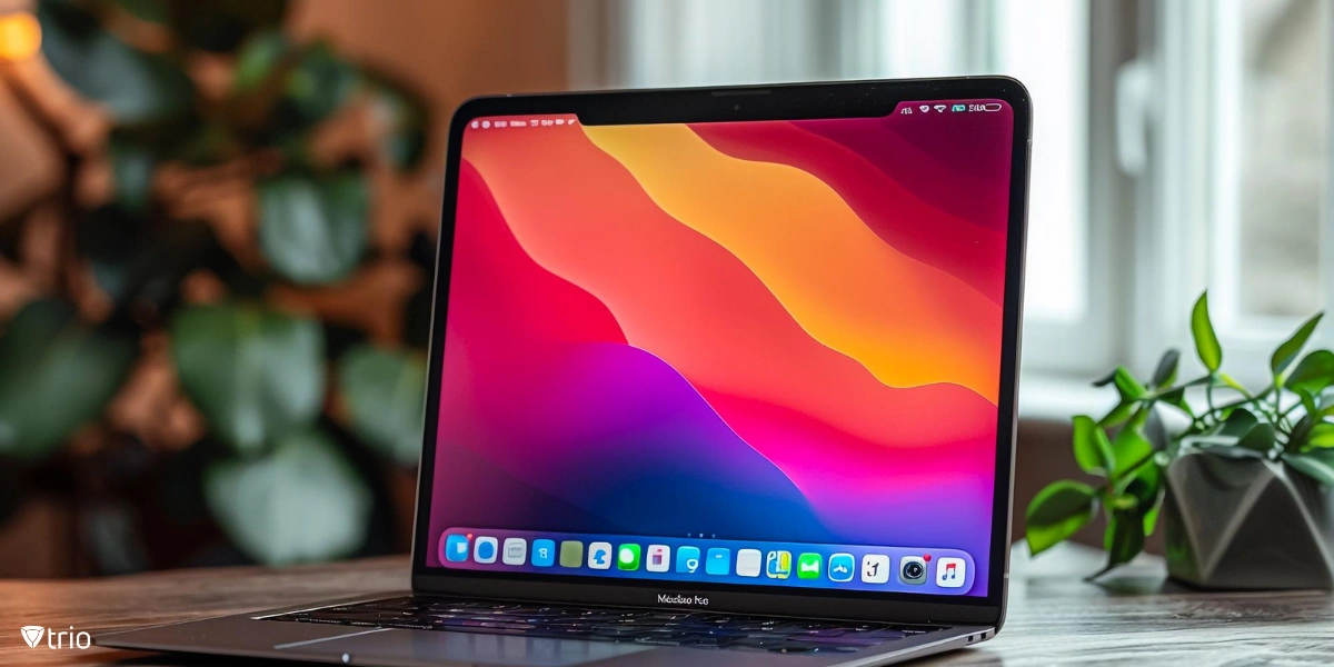 A macbook pro is open to a macbook pro