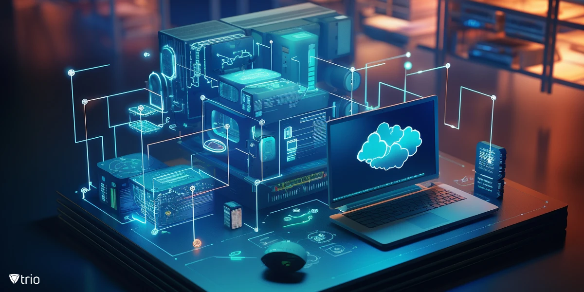 Abstract image of a cloud asset management ecosystem