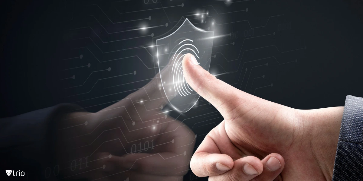 biometric technology in the background with fingerprint scanning on virtual screen