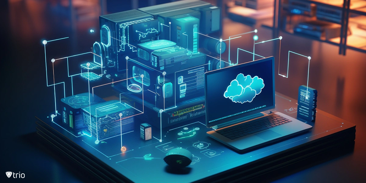 Abstract image of a cloud asset management ecosystem