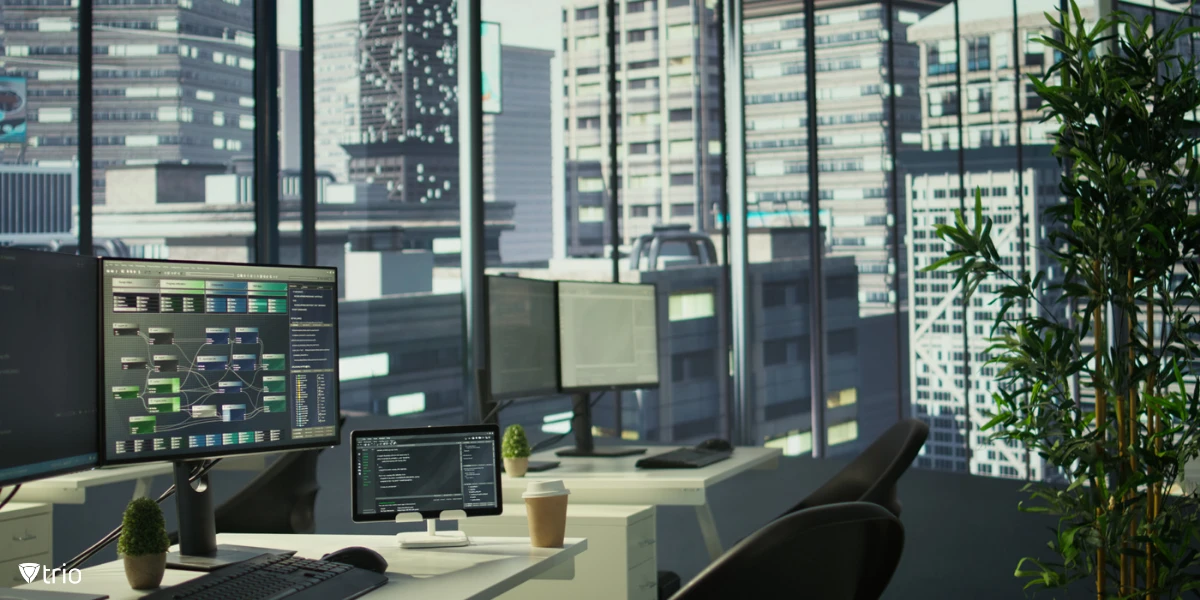 Close up of tablet left open on desk with programming language