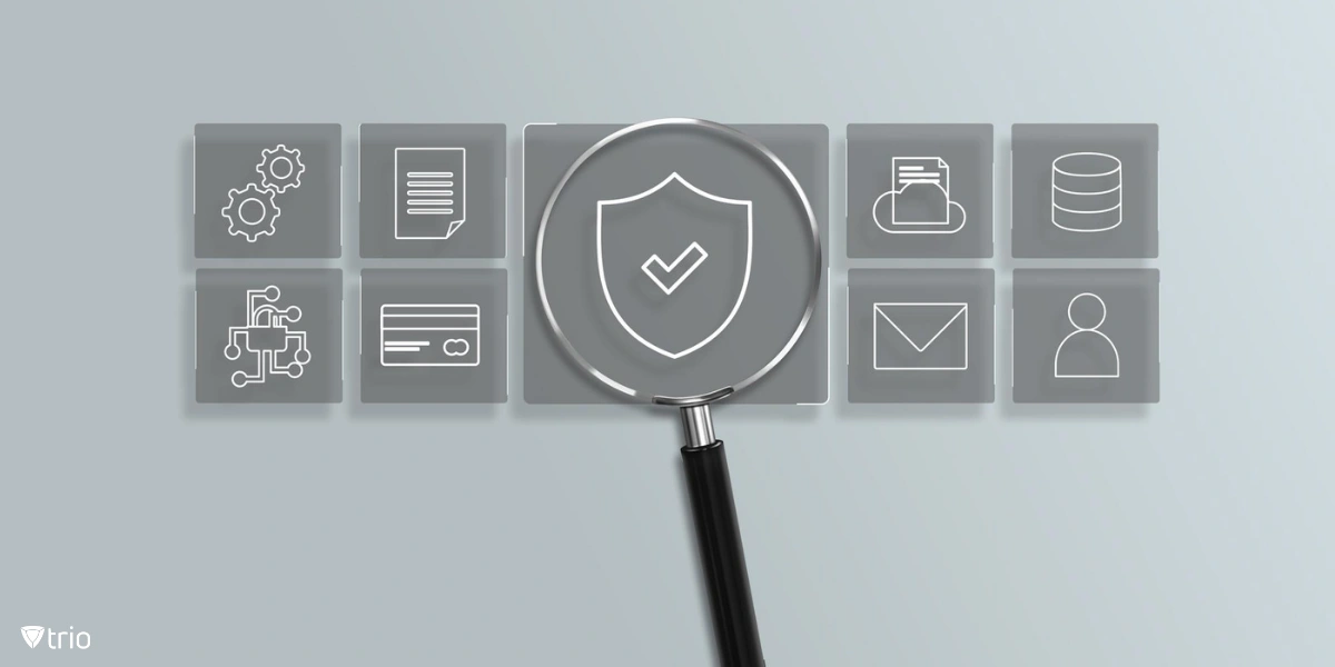 loop on security icon surrounded with file icons