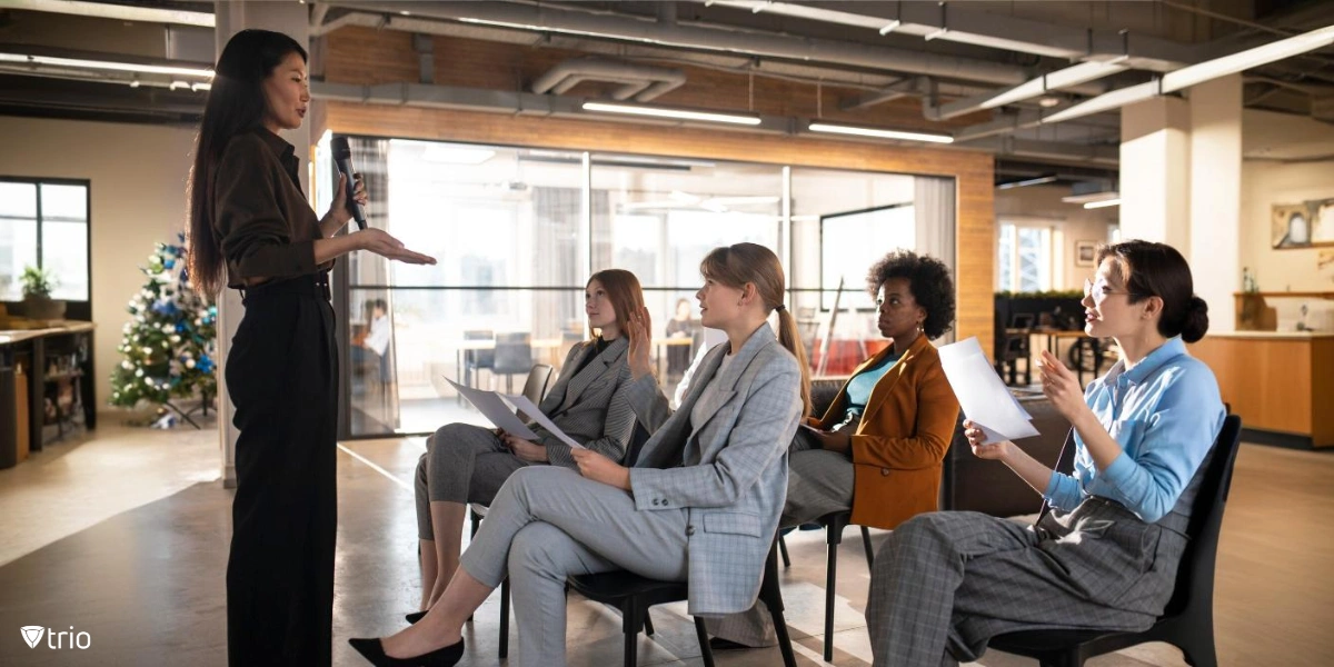 employees in a meeting