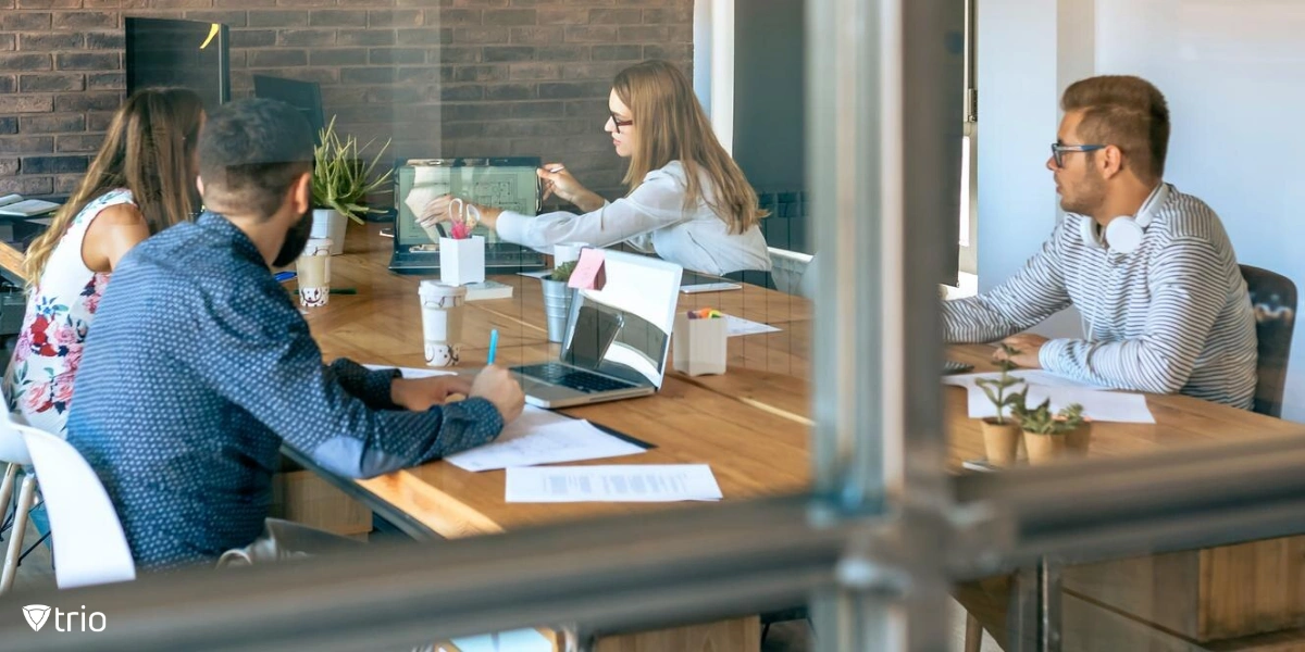 people working in an office