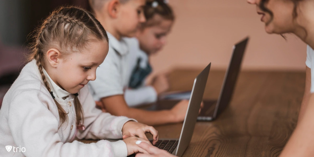 Students receiving digital education at school